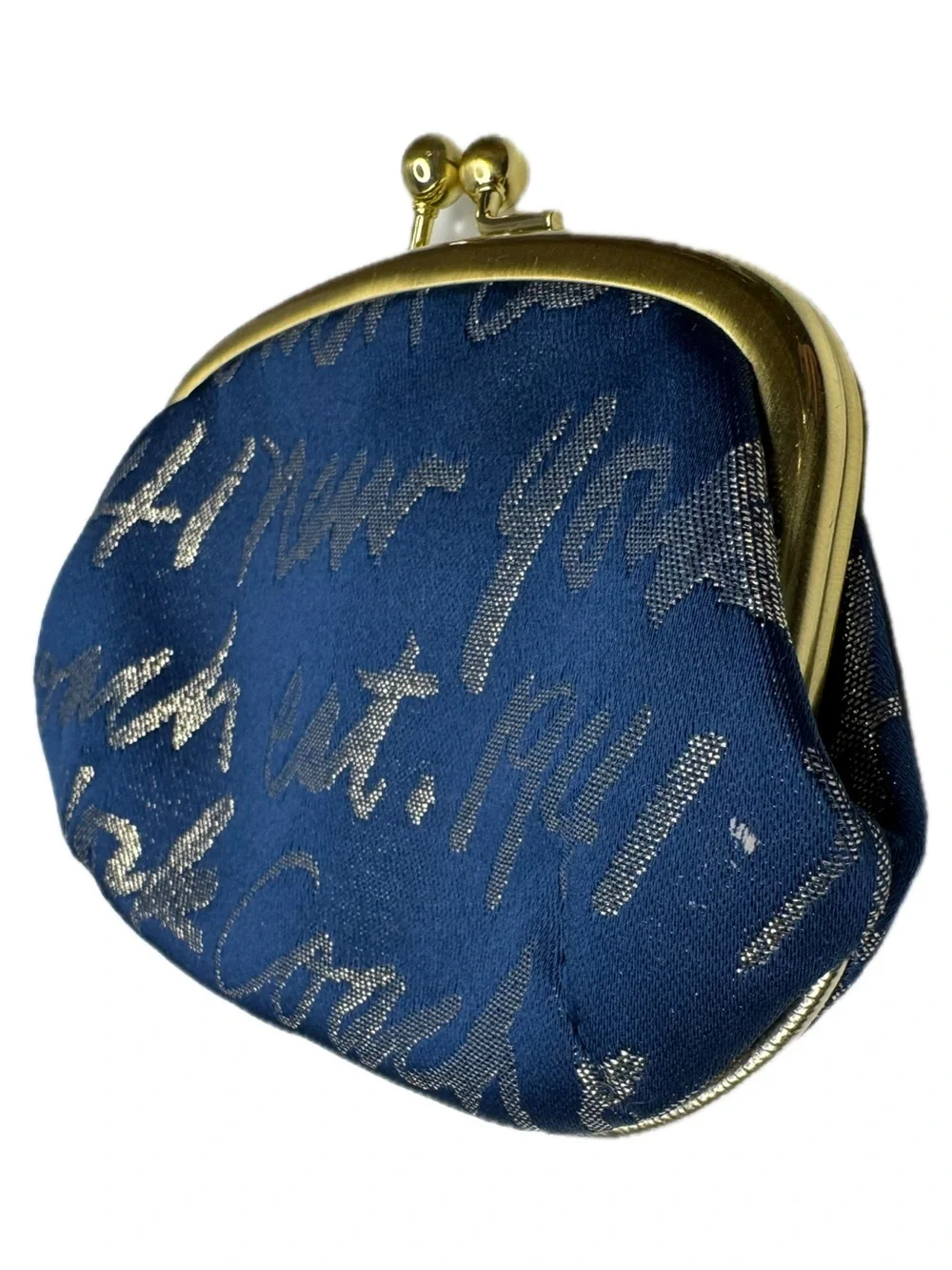 Coach Y2K Poppy Signature Script Kisslock Navy Frame Coin Bag Purse F61036 EUC